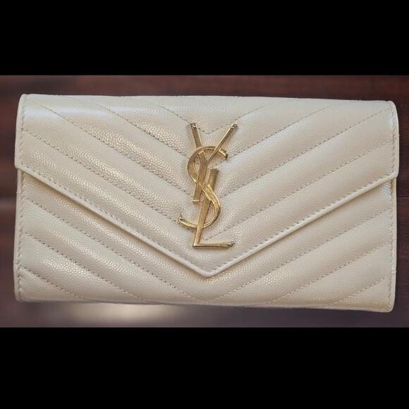 Authentic YSL Cassandre Large Flap Wallet in Grained Leather - Picture 2 of 8